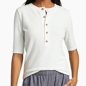 NEW Vince Three-Quarter-Sleeve Henley Top